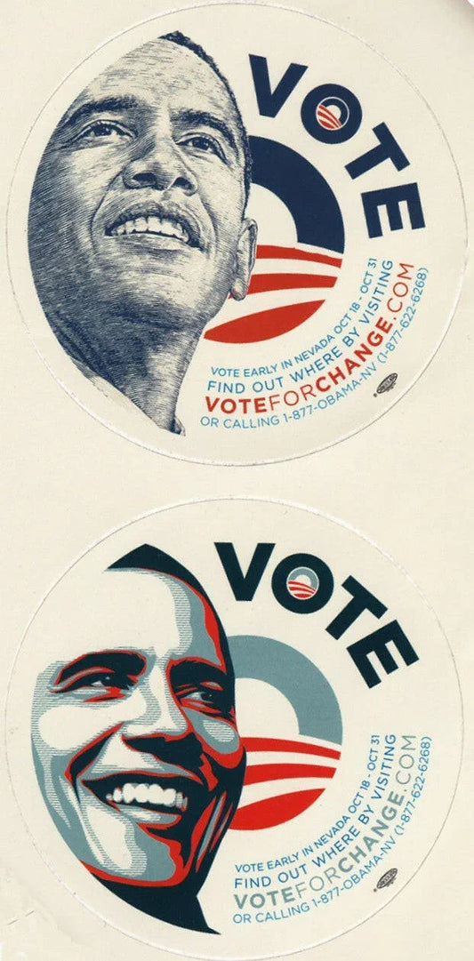 Barack Obama 2008 Nevada campaign set of 2 Round decals - AutographsForSale.com