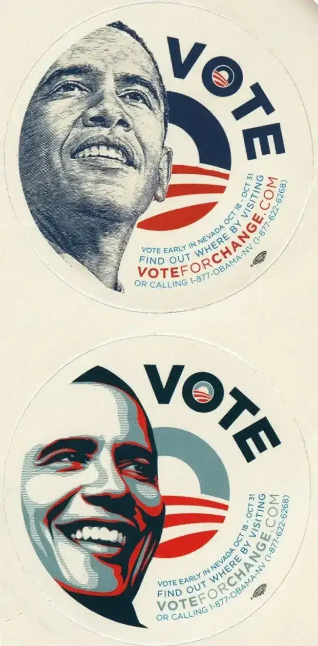 Barack Obama 2008 Nevada campaign set of 2 Round decals - AutographsForSale.com