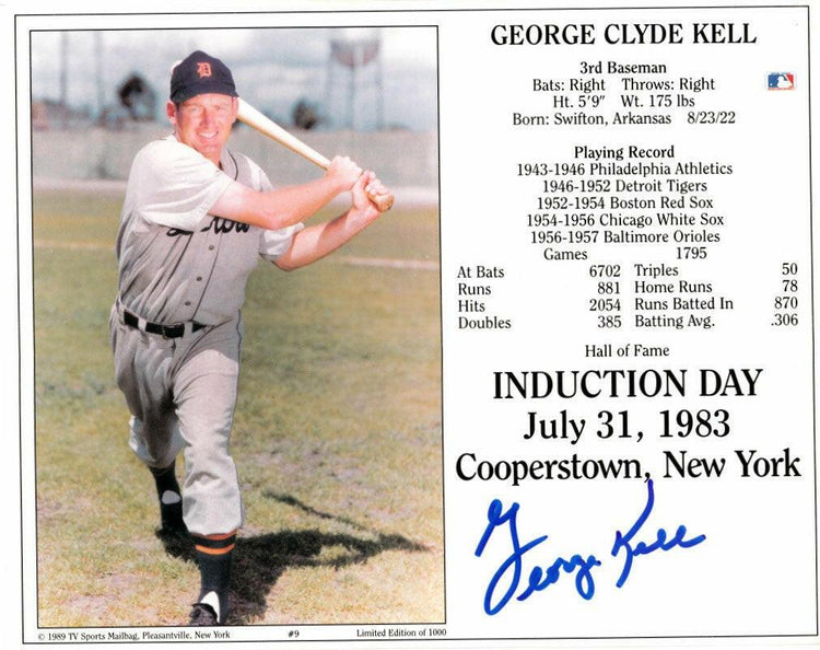 George Kell signed Detroit Tigers 8x10 Baseball Hall of Fame photo card - AutographsForSale.com