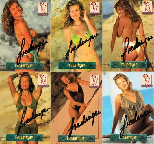Frederique van der Wal Victoria’s Secret model signed 1994 Portfolio swimsuit 6 card set - AutographsForSale.com