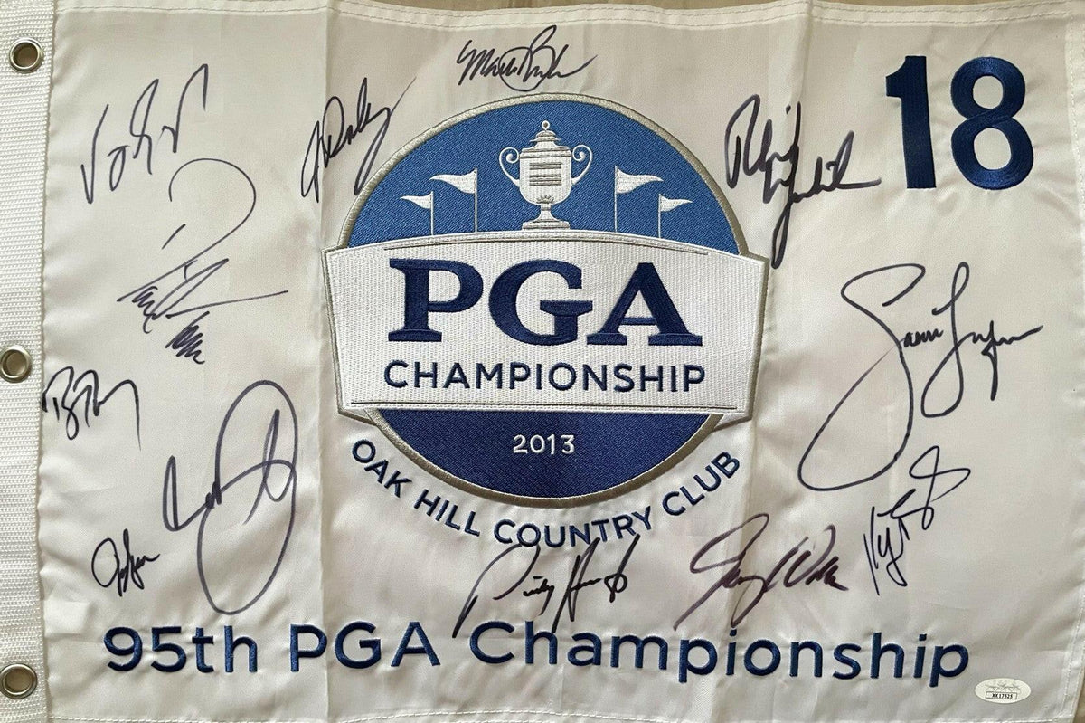 2013 PGA Championship golf flag signed by 12 winners Jason Day John Daly Phil Mickelson JSA - AutographsForSale.com