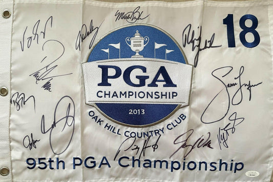 2013 PGA Championship golf pin flag autographed by 12 winners Jason Day John Daly Phil Mickelson JSA - AutographsForSale.com