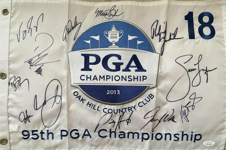 2013 PGA Championship golf flag signed by 12 winners Jason Day John Daly Phil Mickelson JSA - AutographsForSale.com
