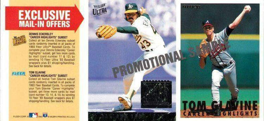 Exclusive mail-in offers for MLB autographed memorabilia, Dennis Eckersley and Tom Glavine cards, AutographsForSale.com.