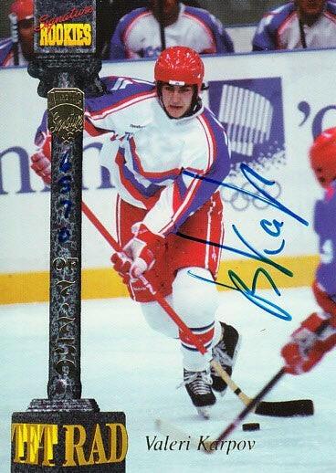 Valeri Karpov certified signed 1994 Signature Rookies Tetrad card - AutographsForSale.com