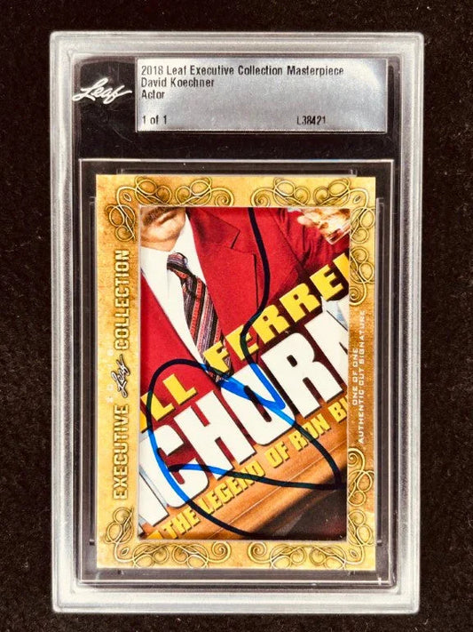 David Koechner 2018 Leaf Masterpiece Cut Signature certified signed card 1/1 JSA Anchorman - AutographsForSale.com