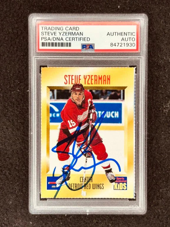 Steve Yzerman signed Red Wings 1996 SI for Kids card PSA/DNA slab - AutographsForSale.com