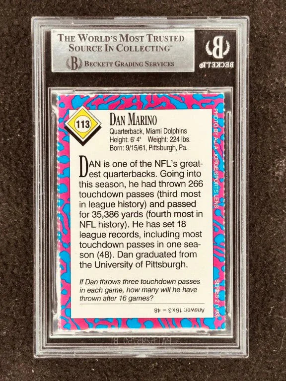 Dan Marino signed Dolphins 1993 SI for Kids card BAS certified - AutographsForSale.com