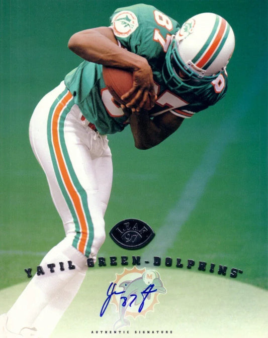 Yatil Green certified autograph Dolphins 1997 Leaf 8x10 card - AutographsForSale.com