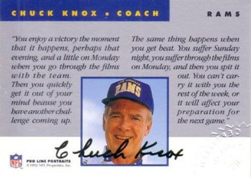 Chuck Knox certified autograph LA Rams 1992 Pro Line card - AutographsForSale.com