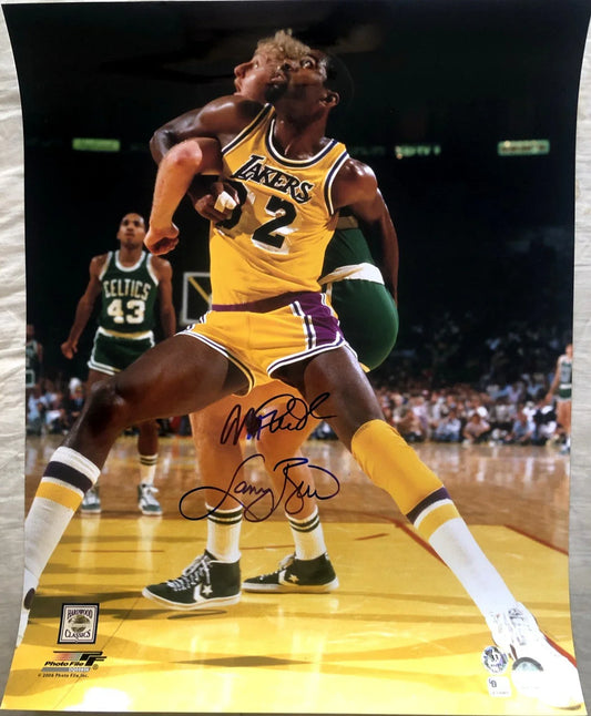 Larry Bird & Magic Johnson signed 16x20 poster or photo Schwartz - AutographsForSale.com