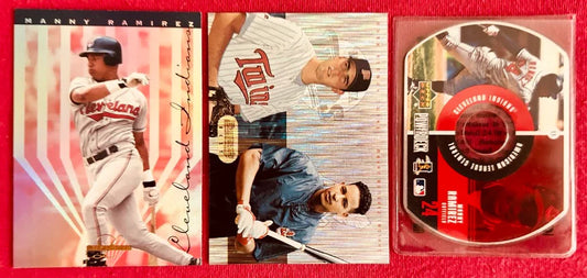 3 Manny Ramirez Indians cards 1995 Bowman’s Best Refractor Leaf Limited & 1999 Powerdeck - AutographsForSale.com