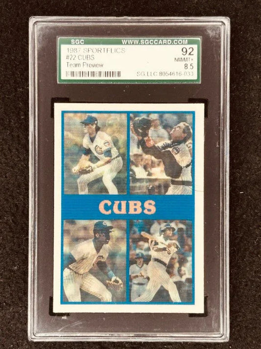 Greg Maddux Rafael Palmeiro 1987 Sportflics Chicago Cubs team Preview Graded SGC 92 - AutographsForSale.com