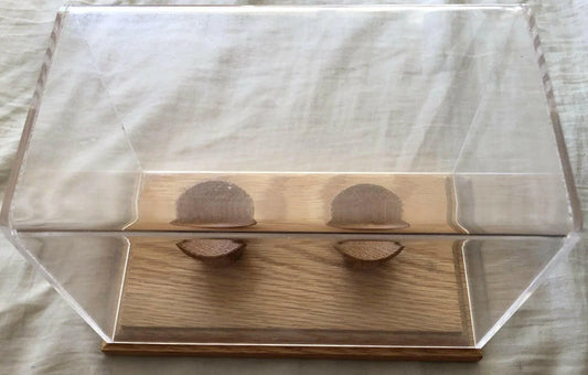 2 Baseball Display Case Holder with Wood Base - AutographsForSale.com