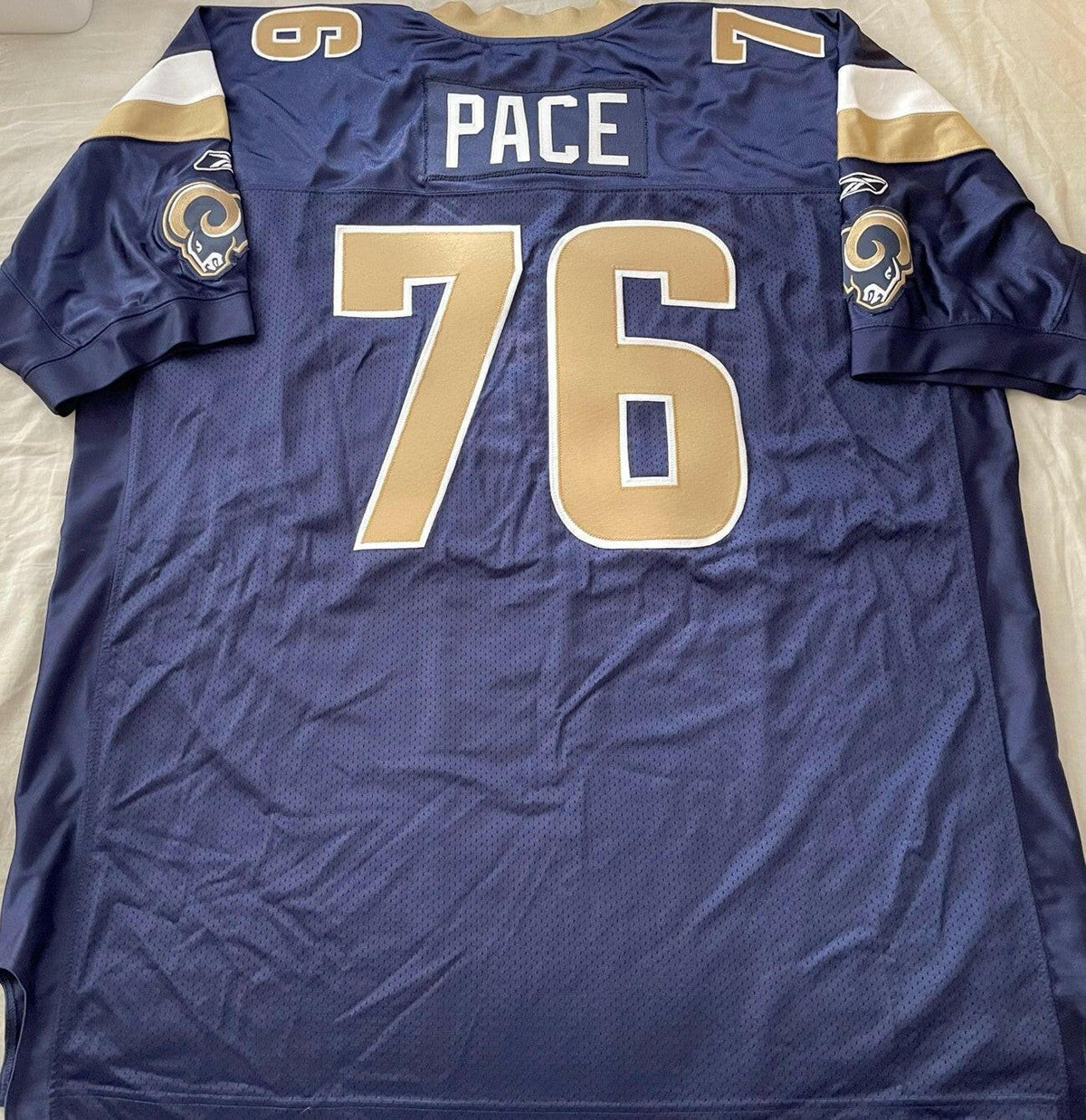 Orlando Pace St Louis Rams 2002 to 2008 Reebok game model blue jersey NEW - AutographsForSale.com