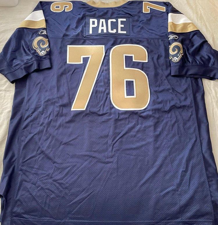 Orlando Pace St Louis Rams 2002 to 2008 Reebok game model blue jersey NEW - AutographsForSale.com