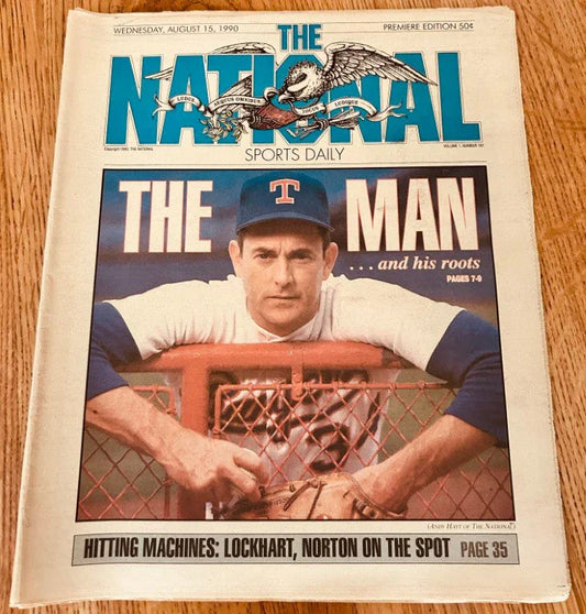 Nolan Ryan Texas Rangers National Sports Daily newspaper 1990 1st ISSUE - AutographsForSale.com
