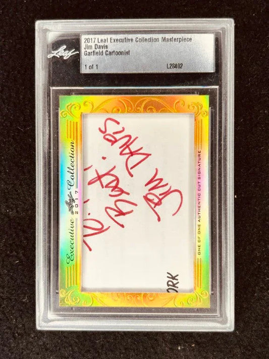 Jim Davis 2017 Leaf Masterpiece Cut Signature certified autograph card 1/1 JSA Garfield - AutographsForSale.com