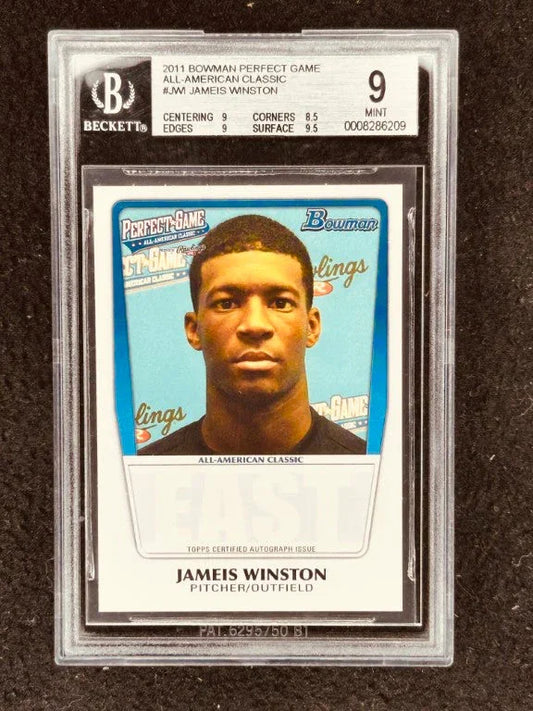Jameis Winston 2011 Perfect Game Topps Bowman Rookie Card BGS 9 Florida State Heisman - AutographsForSale.com