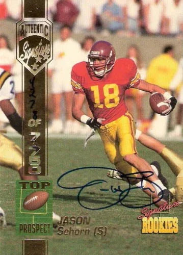 Jason Sehorn certified signed USC 1994 Signature Rookies card - AutographsForSale.com