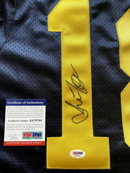 Amani Toomer autographed Michigan Wolverines blue stitched jersey PSA/DNA - AutographsForSale.com