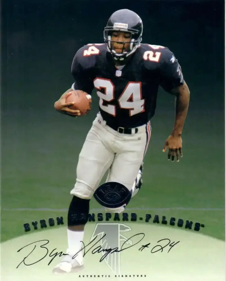 Byron Hanspard certified signed Atlanta Falcons 1997 Leaf 8x10 card - AutographsForSale.com