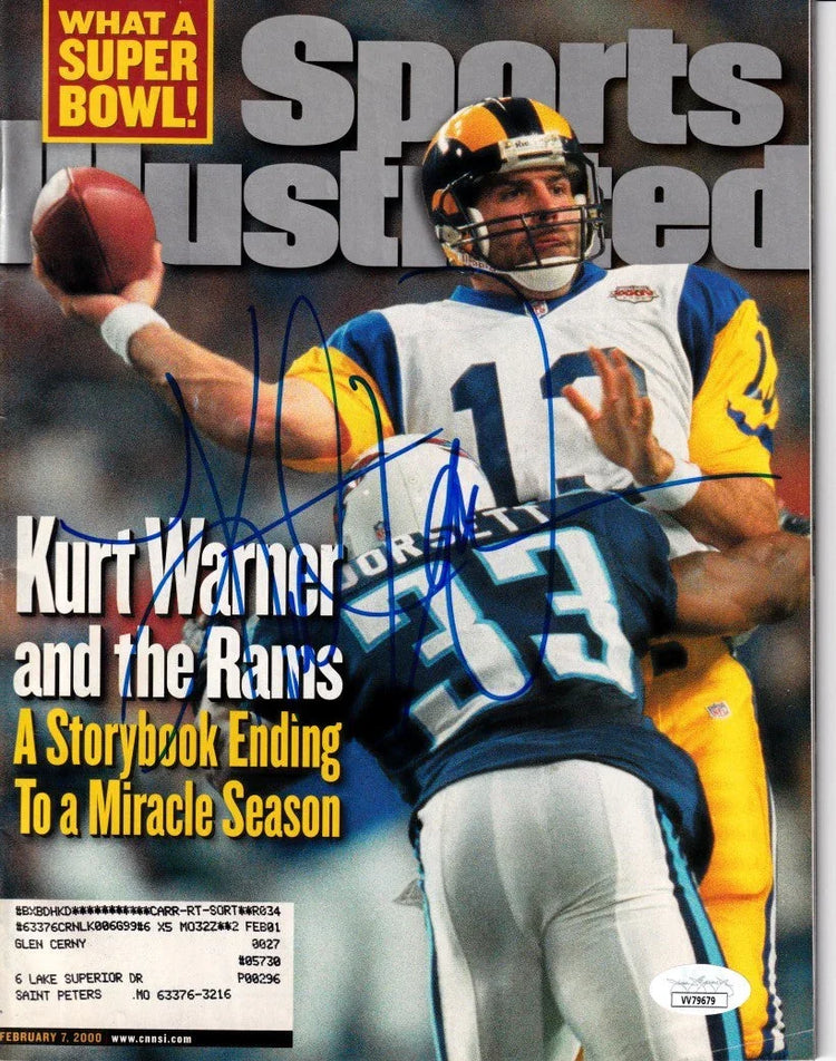 Kurt Warner signed St Louis Rams Super Bowl 34 Sports Illustrated magazine JSA - AutographsForSale.com