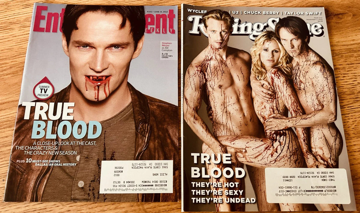 True Blood 2012 Entertainment Weekly and 2010 Rolling Stone magazines Stephen Moyer Anna Paquin Alexander Skarsgard - AutographsForSale.com