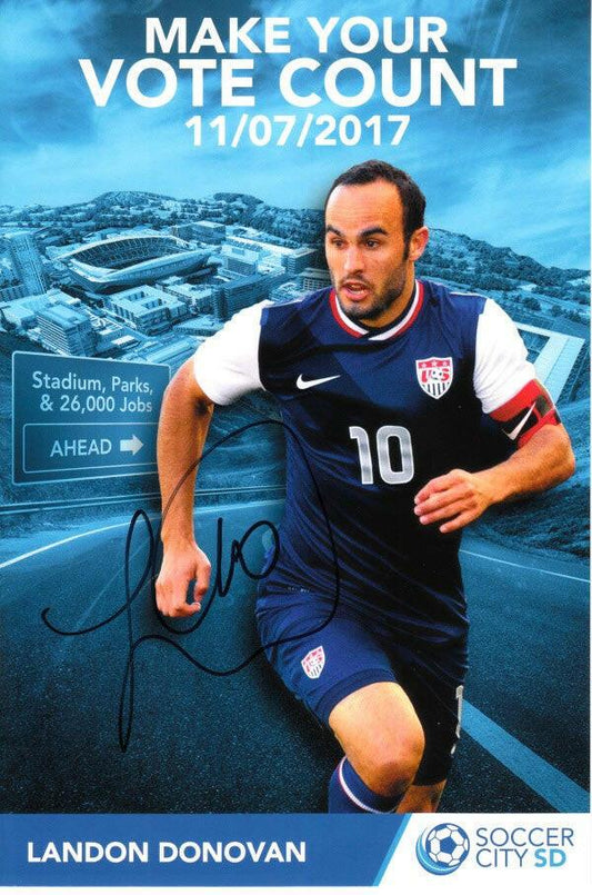 Landon Donovan autographed U.S. Soccer 6x9 photo card JSA - AutographsForSale.com