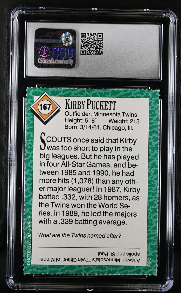 Kirby Puckett Minnesota Twins 1990 SI for Kids card CSG 8 NmMt - AutographsForSale.com