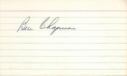 Ben Chapman autographed 3x5 index card JSA - AutographsForSale.com