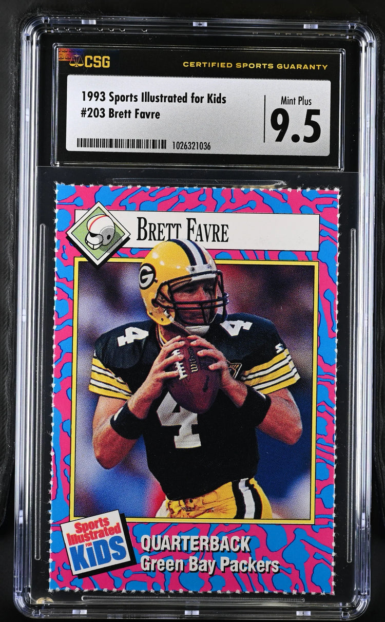 Brett Favre Green Bay Packers 1993 Sports Illustrated for Kids card CSG graded 9.5 Mint - AutographsForSale.com