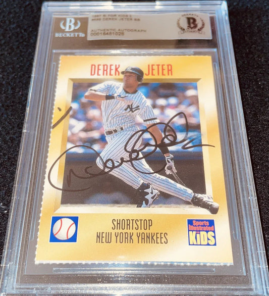 Derek Jeter autographed New York Yankees 1997 Sports Illustrated for Kids card BAS slabbed - AutographsForSale.com