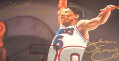 Michael Jordan Wilt Chamberlain Larry Bird Dr. J signed UDA Decade Legends litho framed - AutographsForSale.com