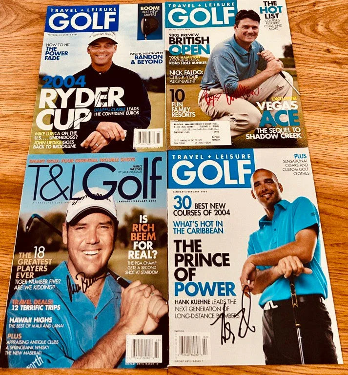 4 signed Travel & Leisure Golf covers Rich Beem Darren Clarke Todd Hamilton - AutographsForSale.com