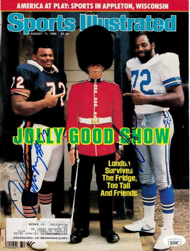Ed Too Tall Jones & William Refrigerator Perry signed 1986 SI cover JSA - AutographsForSale.com
