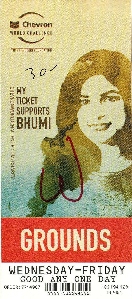 2011 Chevron World Challenge golf ticket Tiger Woods Wins - AutographsForSale.com