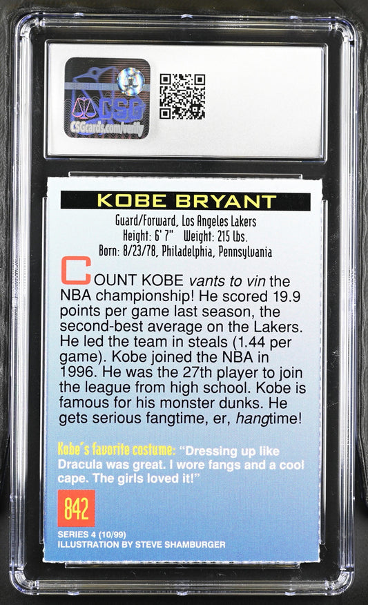 Kobe Bryant Los Angeles Lakers 1999 Sports Illustrated for Kids card CSG graded 8 NrMt-Mt - AutographsForSale.com