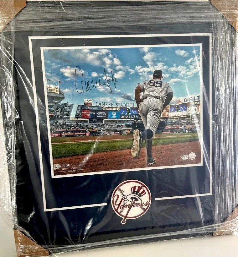 Aaron Judge autographed New York Yankees 16x20 poster size photo custom framed FANATICS - AutographsForSale.com