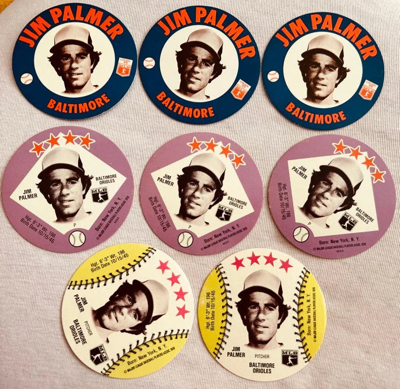 8 Jim Palmer Orioles 1976 1978 MSA discs Papa Gino’s Tastee-Freez Towne Club - AutographsForSale.com