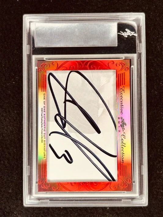 O.J. Simpson & Carson Palmer 2017 Leaf Masterpiece Cut Signature certified signed card 1/1 JSA Heisman USC - AutographsForSale.com