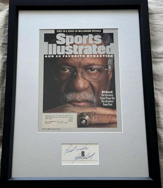 Bill Russell autograph framed with Celtics Sports Illustrated cover inscribed Best wishes JSA - AutographsForSale.com