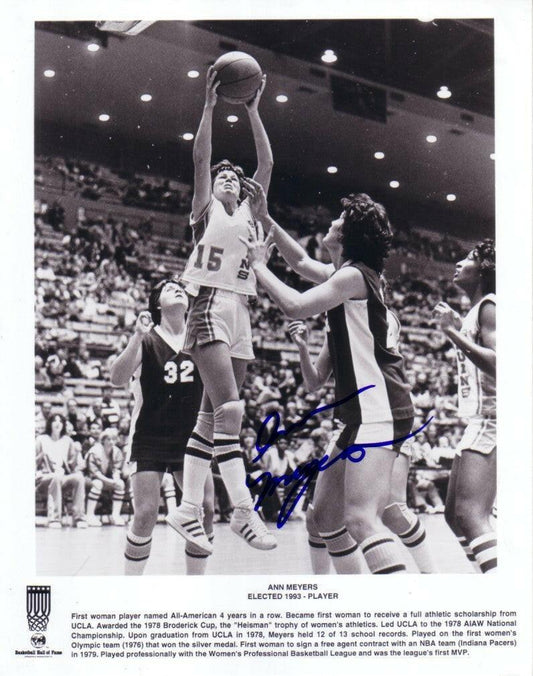 Ann Meyers autographed UCLA Bruins 8x10 black and white publicity photo - AutographsForSale.com