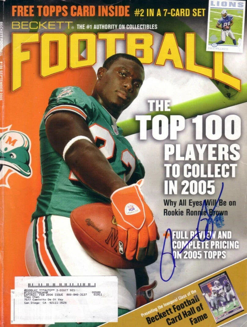 Ronnie Brown signed Dolphins 2005 Beckett Football cover - AutographsForSale.com