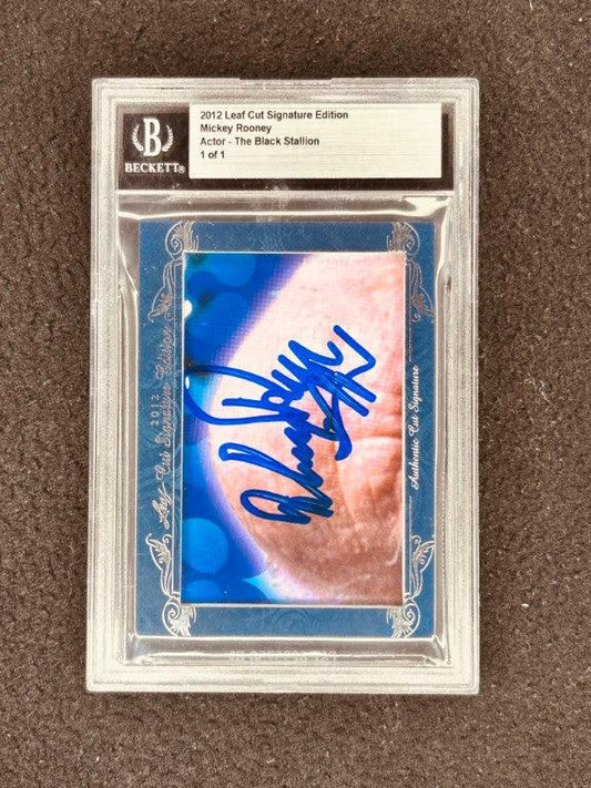 Mickey Rooney 2012 Leaf Cut Signature certified signed card 1/1 - AutographsForSale.com