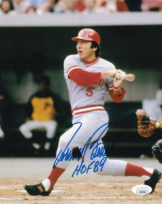 Johnny Bench signed Reds 8x10 photo with HOF 89 JSA - AutographsForSale.com