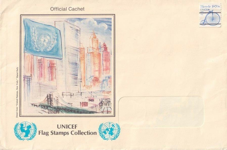 UNICEF Flag stamps Collection 1982 oversized cachet envelope - AutographsForSale.com