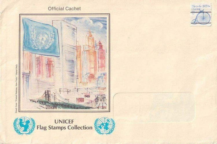 UNICEF Flag stamps Collection 1982 oversized cachet envelope - AutographsForSale.com