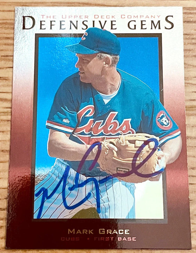 Mark Grace autographed Chicago Cubs 1996 Upper Deck Defensive Gems card - AutographsForSale.com
