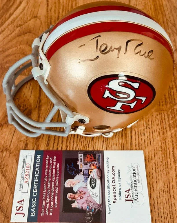 Jerry Rice autographed San Francisco 49ers mini helmet steel facemask JSA - AutographsForSale.com